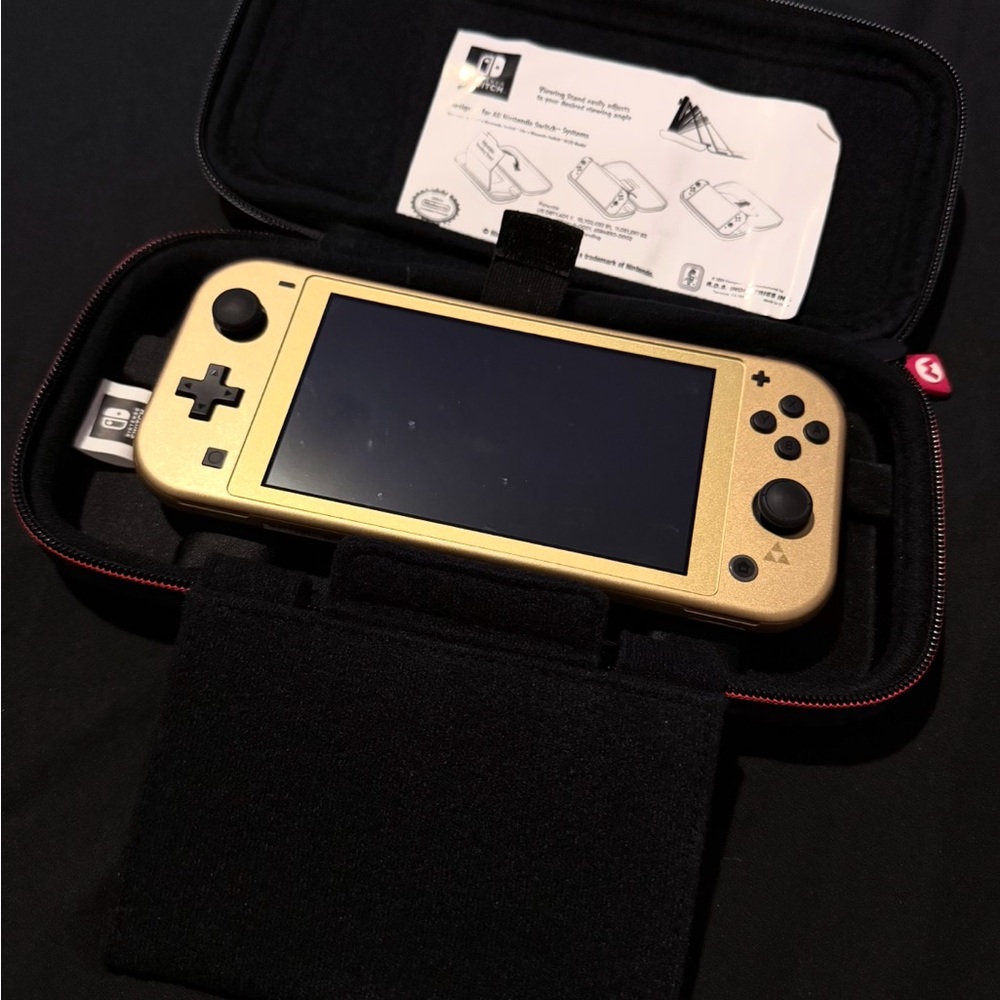 Gold Handheld Gaming Console with Case